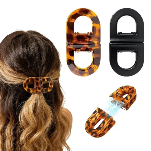 Image of Stylish Magnetic Oval Hair Barrette Clips Set Of 2