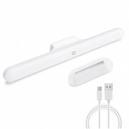 Image of Magnetic Rechargeable LED Light Bar – 30 cm White Plastic Under‑Cabinet & Closet Lamp with Touch‑Control