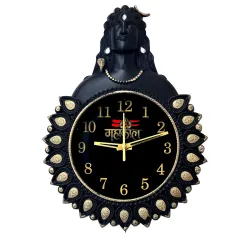 Mahakal Lord Shiva Decorative Wall Clock | Spiritual Shiv Ji Analog Quartz Timepiece | Antique Black & Gold Finish |Wall Décor for Living Room, Pooja Room, Office & Housewarming Gift