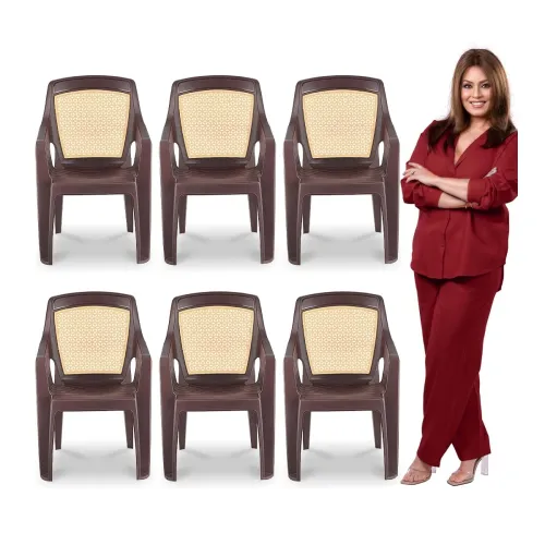 Image of MAHARAJA Luxury Plastic Chair(Beige, Pack of 6)