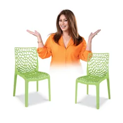 MAHARAJA Plastic Chair set with Arm Rest (Pack of 2)
