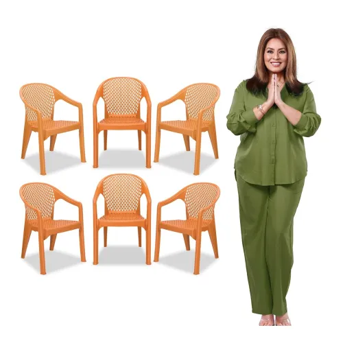 Image of MAHARAJA Plastic Chair Set(Orange, Pack of 6)