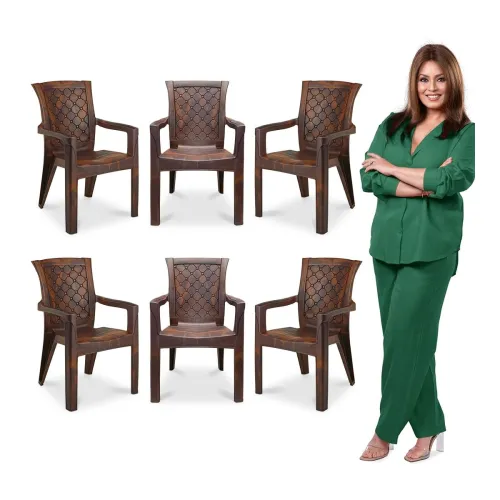 Image of MAHARAJA Plastic Chair with Arm Rest (Pack of 6)