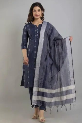 Image of Maharaja textile  Pack of 3 Women Printed Cotton Blend A-line Kurta