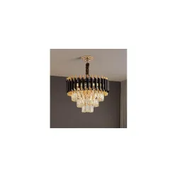 Mahganya Black Mamba Chandelier with Stainless Steel Tube Crystal Chandelier,Black Gold