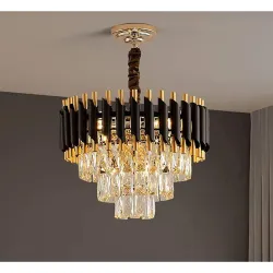Mahganya Crystal Golden Finish Chandelier Jhumar
