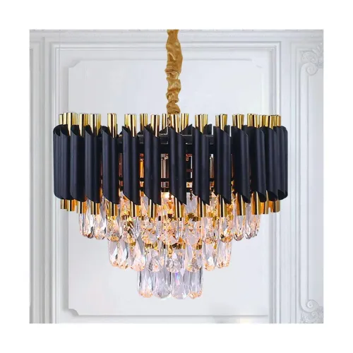 Image of Mahganya Metal & K9 Crystal Chandelier (Black Gold, 400mm, Pack of 1)