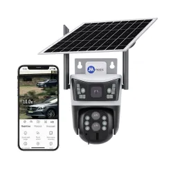 Maizic Smarthome Opti-Zoom 10X Optical Zoom 2 Lens/3 Screen View 4G Sim Based Wireless Solar CCTV Camera with 7W Solar P