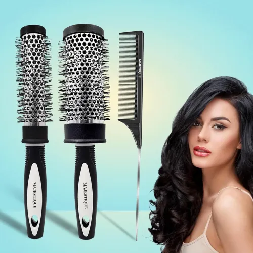 Image of Majestique Professional Blow Drying Hair Brush and Tail Comb Pack of 3