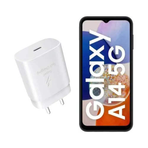 Image of MAK 25W Charger for Samsung Galaxy A14 5G, USB Type C to C PD Adapter