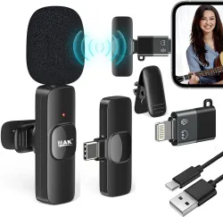 MAK MK-08 Wireless Lapel for YouTube Recording Android iPhone Microphone