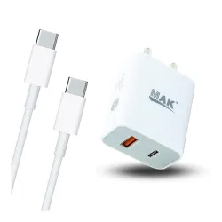 MAK 20W Dual Port Rapid Mobile Charger Adapter with Type-