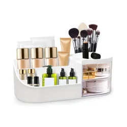 Anshri Makeup Organizer Storage Box with Drawers (White)