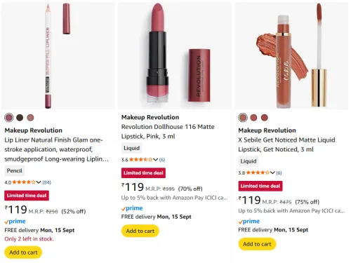 Image of Makeup Revolution Beauty products Start @119