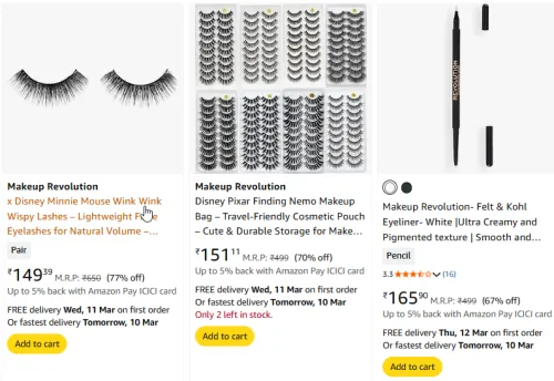 Image of Makeup Revolution Beauty Products upto 78% Discount