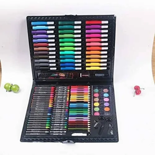 Image of MAKHAI 150-Piece Drawing Kit with Color Pencils & Art Box – Black