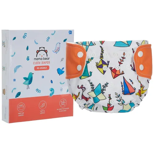 Image of Mama Bear Reusable Cloth DiaperMama Bear Reusable Cloth Diaper, Freesize, for Baby 0-3 yrs (Orange)