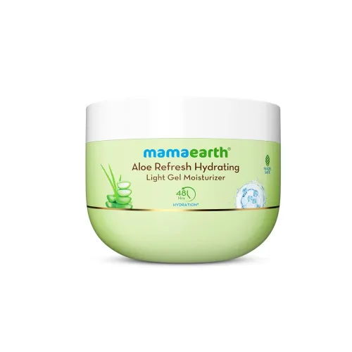 Image of Mamaearth Aloe Refresh Hydrating Light Gel Moisturizer with Aloe Vera & HA 200g | Long-lasting Non-sticky Hydration | Oi