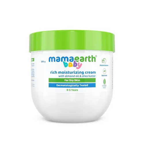 Image of Mamaearth Baby Rich Moisturizing Cream With Almond Oil & Shea Butter For Dry Skin | For Face & Body | 24-Hour Moisturiza