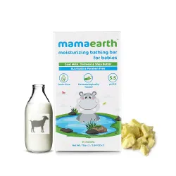 Mamaearth Moisturizing Baby Bathing Soap Bar, pH 5.5, with Goat Milk & Oatmeal. Pack of 2,Multicolor,75gms Each