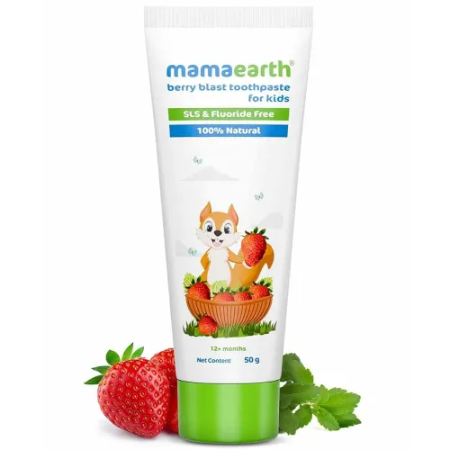Image of Mamaearth 100% Natural Berry Blast Kids Plaque Removal Toothpaste 50 Gm, Fluoride Free, SLS Free, No Artificial Flavours