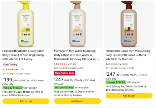 Image of Mamaearth Body Lotion at up to 62% Discount
