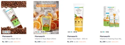 Image of Mamaearth Face Wash And Cleanser @ Minimum 50% Discount