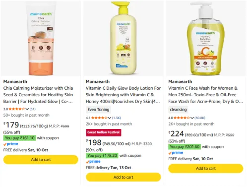 Image of Mamaearth Facewash at minimum 50% Discount