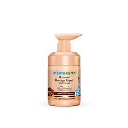 Mamaearth Flaxseed Damage Repair Hair Mask with 5% Flaxseed, 1% Hyaluronic Acid, Ceramides for Soft, Smooth, Shiny Hair - 300 ml | 100% Damage Repair | For Dry & Frizzy Hair | Sulphate & Paraben Free