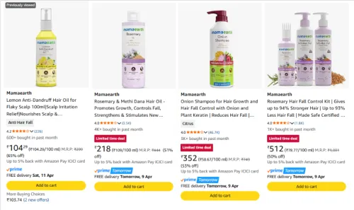 Image of Mamaearth Hair Oil at minimum 50% Discount