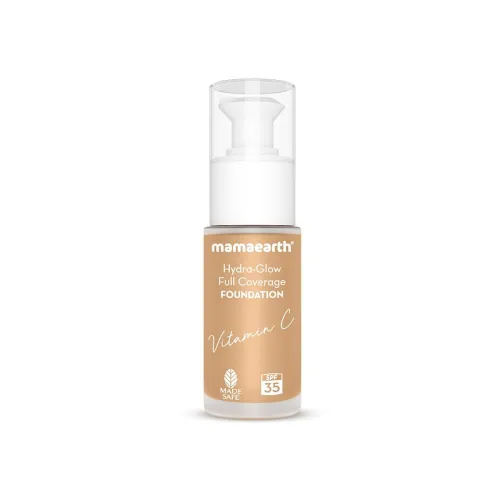 Image of Mamaearth Hydra-Glow Full Coverage Dewy Finish Liquid Foundation With Vitamin C & Turmeric- 30 Ml | Full Coverage | Give