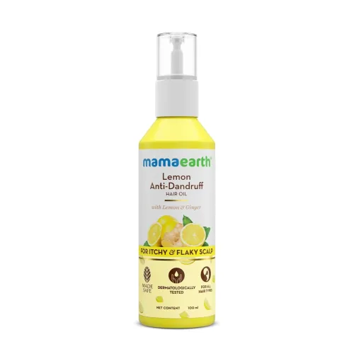 Image of Mamaearth Lemon Anti-Dandruff Hair Oil for Flaky Scalp 100ml | Scalp Irritation Relief | Nourishes Scalp & Hair | Contai