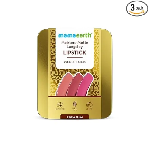 Image of Mamaearth Matte Long Stay Lipstick Gift Set - Pink & Plum | 12-Hour* Long Stay | Made Safe Certified | Smudge Proof | Tr