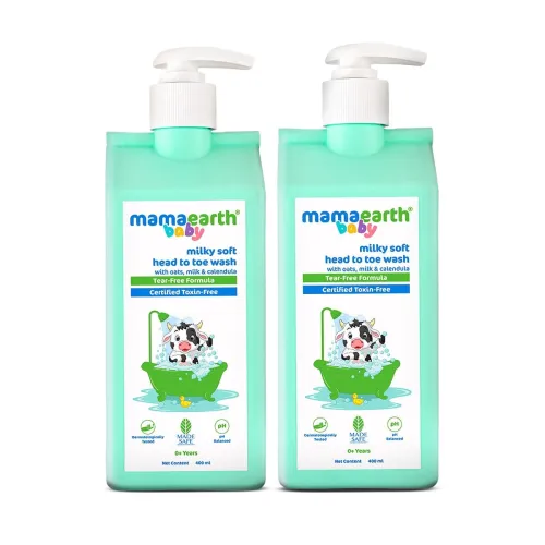 Image of Mamaearth Milky Soft Head to Toe Wash With Oats, Milk, and Calendula for Babies | 2-in-1 Tear-Free Body Wash & Shampoo |