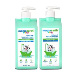 Mamaearth Milky Soft Head to Toe Wash With Oats, Milk, and Calendula for Babies | 2-in-1 Tear-Free Body Wash & Shampoo |