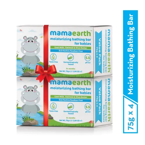 Image of Mamaearth Moisturizing Bathing Bar Soap For Babies - 75g (Pack of 4) | Infused with Goat Milk, Oatmeal & Shea Butter | C