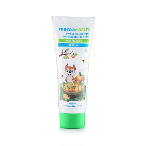 Image of Mamaearth Natural Toothpaste For Cleanses Cavity, Plaque Repairing, Orange Flavour, SLS Free, With 750 Ppm Fluoride, 4+ 
