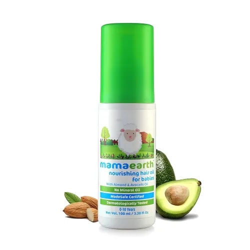 Image of Mamaearth Nourishing Baby Hair Oil with Almond & Avocado, Clear, Coconut, 100 ml