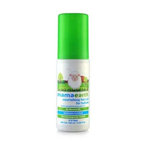 Image of Mamaearth Nourishing Baby Hair Oil with Almond & Avocado, Clear, Coconut, 100 ml