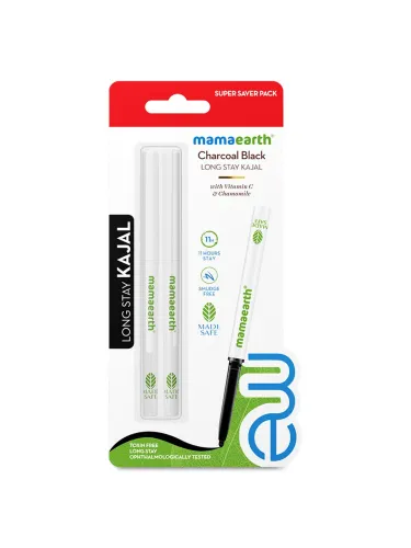 Image of Mamaearth Pack of 2 Long Stay Kajals with Vitamin C 0.35g Each - Charcoal Black