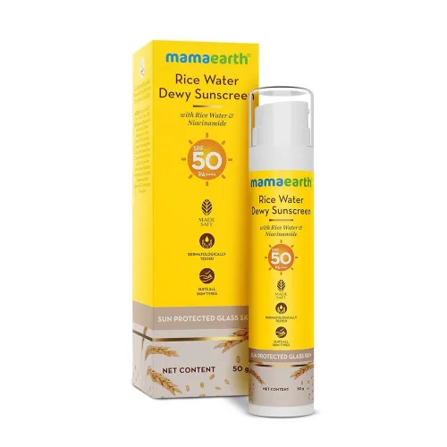 Image of Mamaearth Rice Water Sunscreen SPF50 PA++++ (No White Cast, 50g)