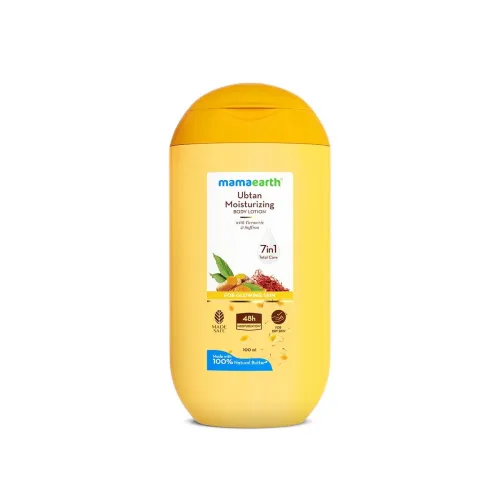 Image of Mamaearth Ubtan Moisturizing Body Lotion with Turmeric & Saffron for Glowing