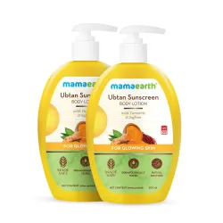Mamaearth Ubtan Sunscreen For All Skin Types Body Lotion Spf 30 With Turmeric & Saffron For Glowing Skin ? 300 Ml (Pack 