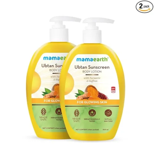 Image of Mamaearth Ubtan Sunscreen Body Lotion SPF 30 300ml Pack of 2