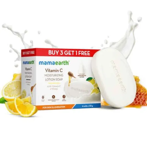 Image of Mamaearth Vitamin C Moisturizing Lotion Soap (3 + 1 Free) (125 gm x 4) | Deeply Cleanses | Moisturizing Bathing Bar | Br