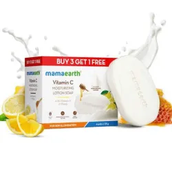 Mamaearth Vitamin C Moisturizing Lotion Soap (3 + 1 Free) (125 gm x 4) | Deeply Cleanses | Moisturizing Bathing Bar | Br