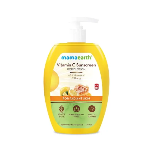 Image of Mamaearth Vitamin C Sunscreen Body Lotion For All Skin Type SPF 30 With Vitamin C & Honey For Radiant Skin -300 Ml