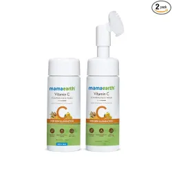 Mamaearth Vitamin C Foaming Face Wash with brush, 150 ml + 150 ml