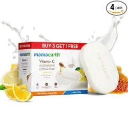 Mamaearth Vitamin C Moisturizing Lotion Soap (3 + 1 Free) (125 gm x 4) | Deeply Cleanses | Moisturizing Bathing Bar | Br