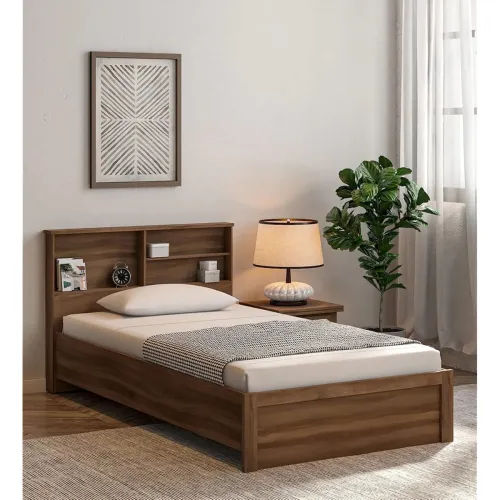 Image of Mamta Decoration Engineered Wood Single Bed with Headboard Storage 